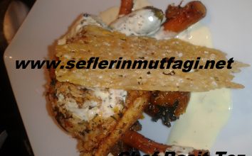 Krem soslu fırında deniz levreği