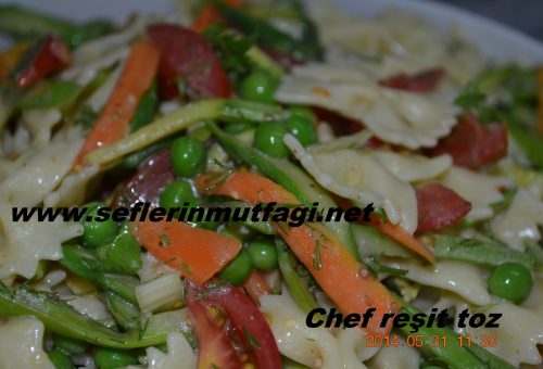 Sebzeli makarna salatası
